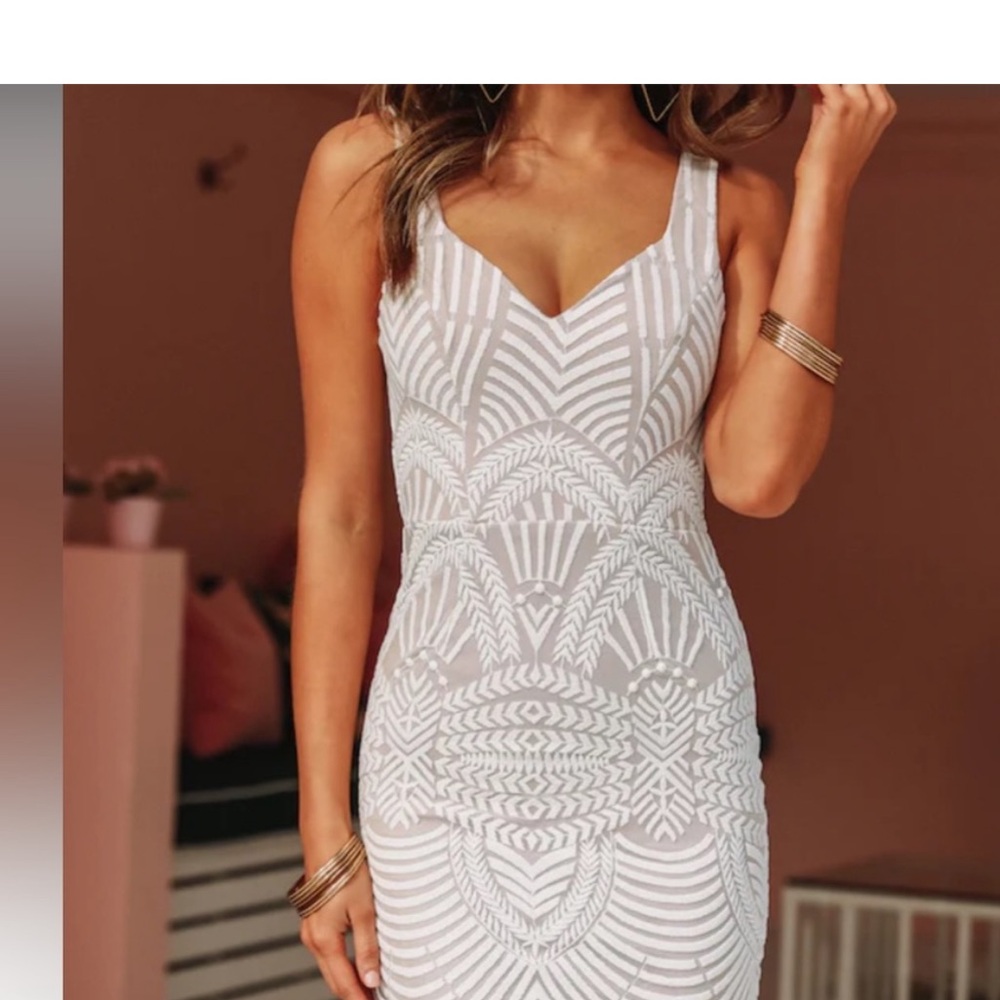 Hello Molly White Geometric Mini Dress